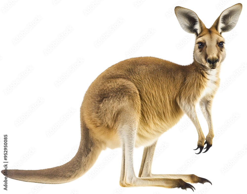 Isolated Australian wildlife kangaroo animal in full length, adorable side view in the wilderness, safari or zoo adventure Isolated Australian wildlife kangaroo animal in full length, adorable side view in the wilderness, safari or zoo adventure