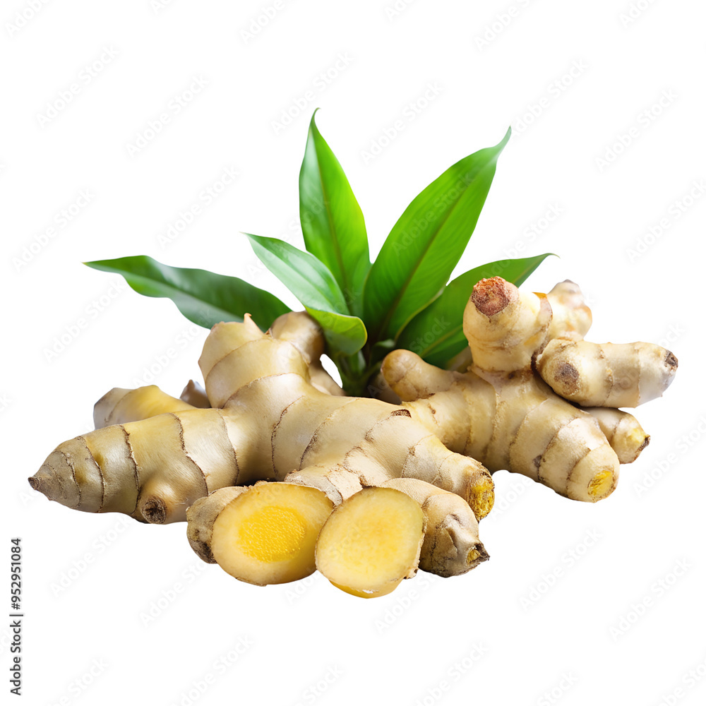 Ginger slices and ginger on an isolated background, which are easy to use in any design Ginger slices and ginger on an isolated background, which are easy to use in any design