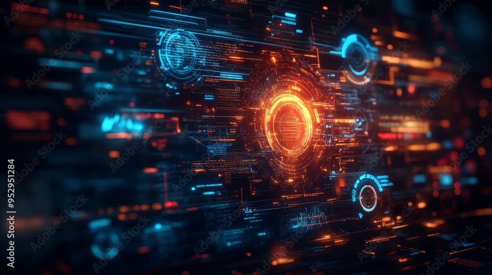 Obraz premium Visualizing Project Lifecycles with Gears and Risk Indicators for Balanced Progress