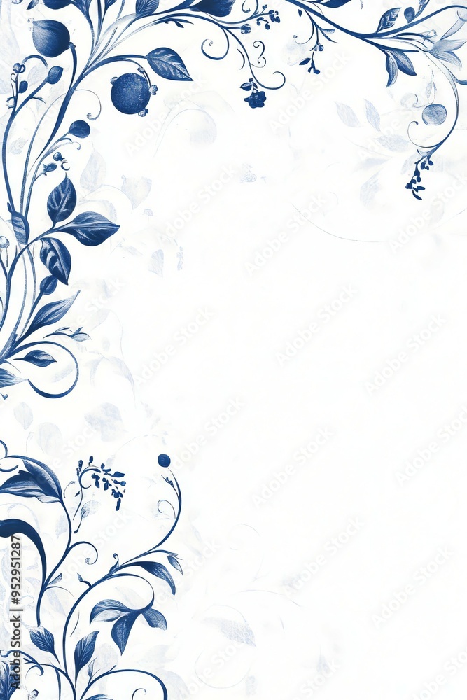 Elegant Blue Floral Invitation Design with White Background Elegant Blue Floral Invitation Design with White Background