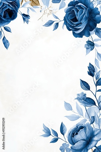 Elegant Blue Floral Invitation Design with White Background
