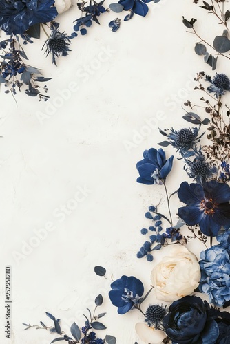 Elegant Blue Floral Invitation Design with White Background