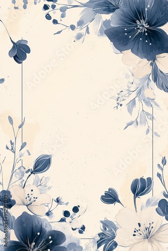 Elegant Blue Floral Invitation Design with White Background