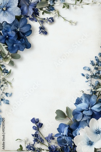 Elegant Blue Floral Invitation Design with White Background