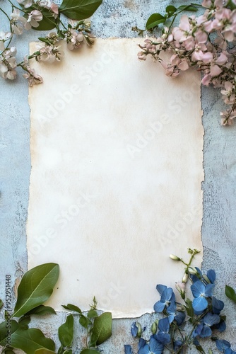 Elegant Blue Floral Invitation Design with White Background