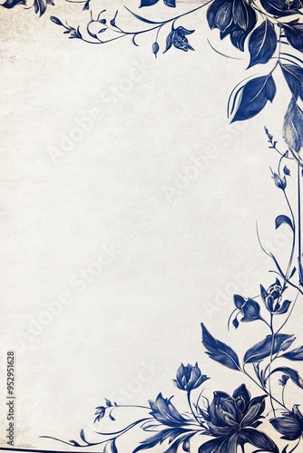 Elegant Blue Floral Invitation Design with White Background