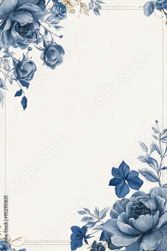 Elegant Blue Floral Invitation Design with White Background