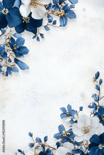 Elegant Blue Floral Invitation Design with White Background