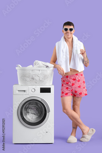 Young man in sunglasses wit...