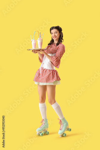 Young pin-up waitress on ro...