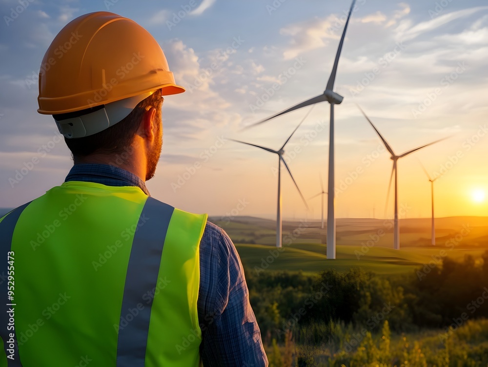 Experienced Wind Turbine Engineer Assessing Renewable Energy System With Precision Experienced Wind Turbine Engineer Assessing Renewable Energy System With Precision