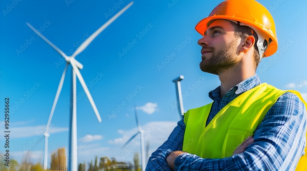Knowledgeable Wind Turbine Engineer Examining Inner Workings of Renewable Energy Source Knowledgeable Wind Turbine Engineer Examining Inner Workings of Renewable Energy Source