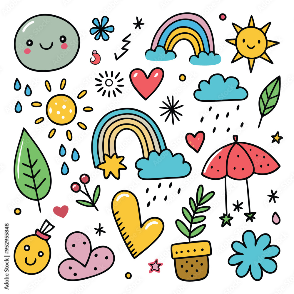 vector set of doodle hand drawn elements and symbols vector set of doodle hand drawn elements and symbols