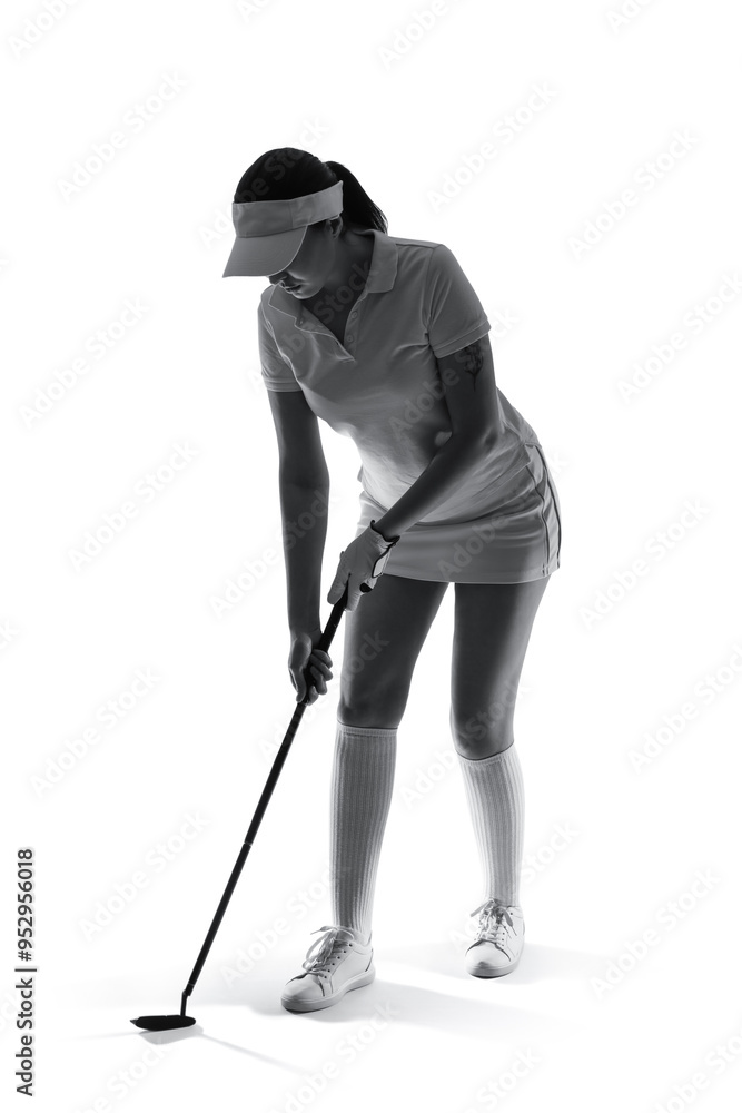 Silhouette of beautiful female golfer on white background Silhouette of beautiful female golfer on white background