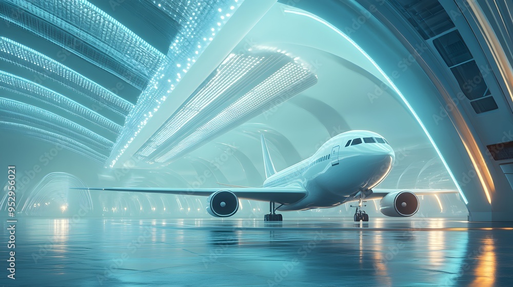 28082302 17 Spacecraft preparing for takeoff in a bright futuristic airport terminal Sleek architecture cool tones and detailed 3D-rendered environment 28082302 17 Spacecraft preparing for takeoff in a bright futuristic airport terminal Sleek architecture cool tones and detailed 3D-rendered environment