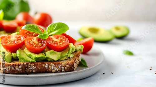 Wholesome Breakfast Arrangement with Avocado Toast and Cherry Tomatoes in Scandinavian Kitchen Setting