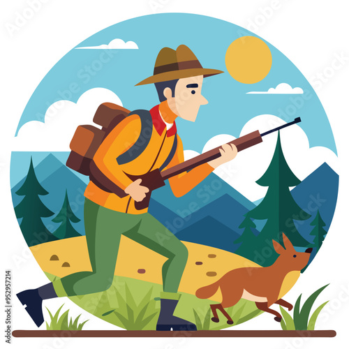 hunter in forest with rifle
