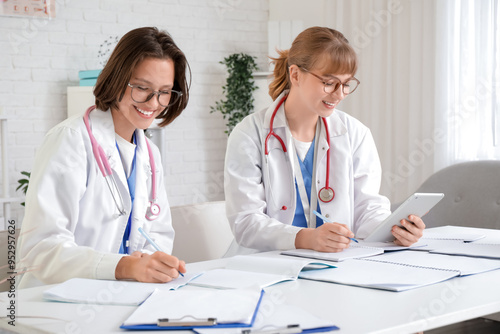 Female medical interns stud...