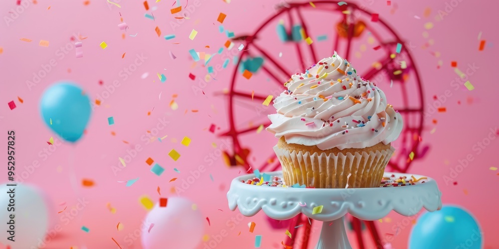 Cupcake Carousel at a Birthday Party Table Cupcake Carousel at a Birthday Party Table