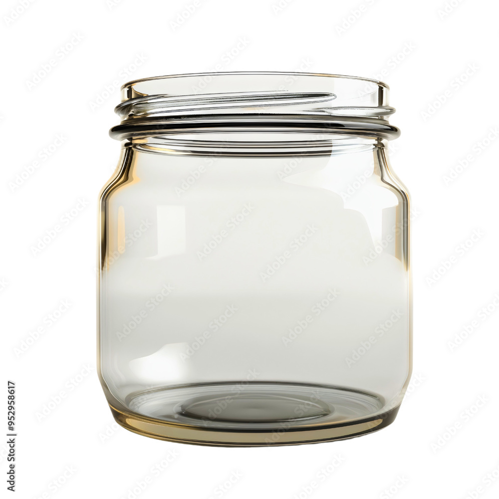 Empty glass jar isolated on transparent background, container with lid for food storage, canning, or preservation, kitchenware object showcasing versatile household use Empty glass jar isolated on transparent background, container with lid for food storage, canning, or preservation, kitchenware object showcasing versatile household use