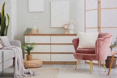 Armchair with pillow and ch...