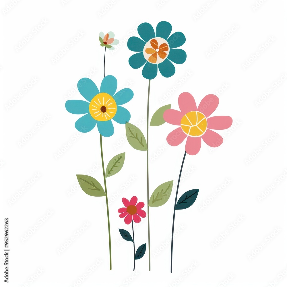 Naklejka premium Hand drawn flower white background