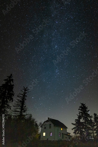 Prairie house in the night