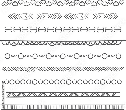 Seamless hand drawn doodle border. Line ornament