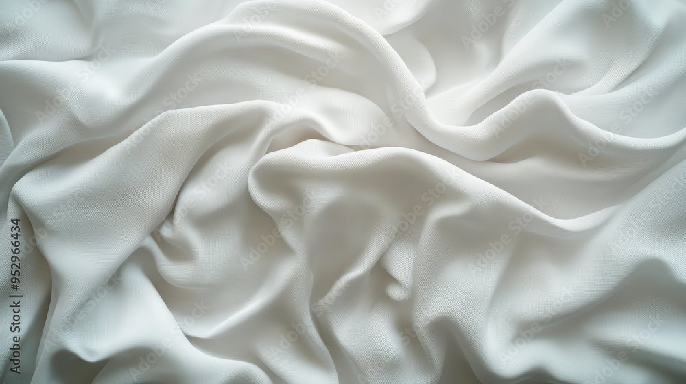 Luxurious, crumpled white silk fabric creates delicate waves and folds, exuding an elegant and soft texture that invites touch and evokes a sense of sophistication. Luxurious, crumpled white silk fabric creates delicate waves and folds, exuding an elegant and soft texture that invites touch and evokes a sense of sophistication.