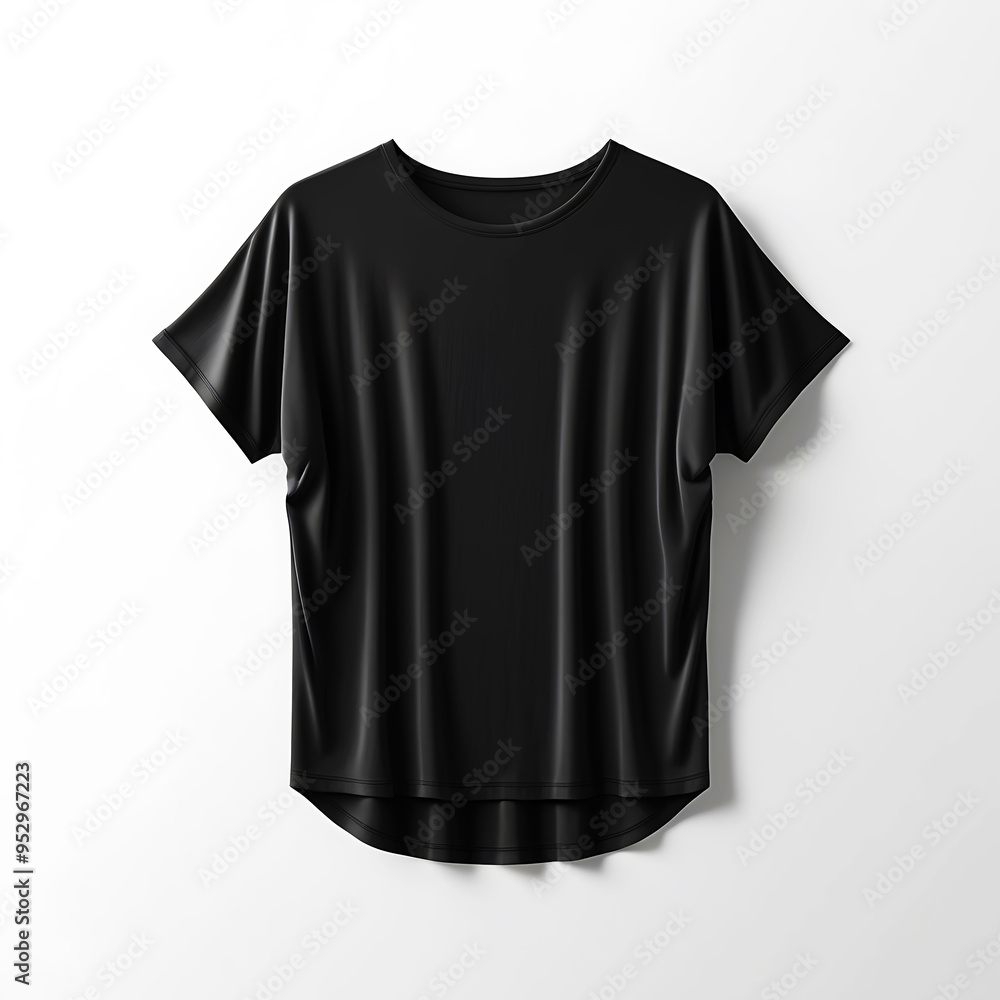 Black T-Shirt for women Template on white Background. Blank black Tee Mockup. Black T-Shirt for women Template on white Background. Blank black Tee Mockup.