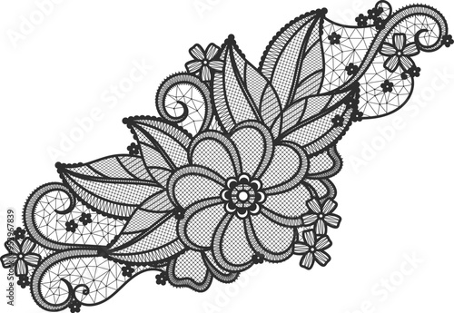 Photos Ornate lace flower element. Handmade textile decor