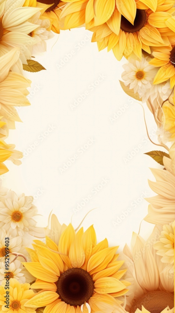 Obraz premium Sun flower frame white background