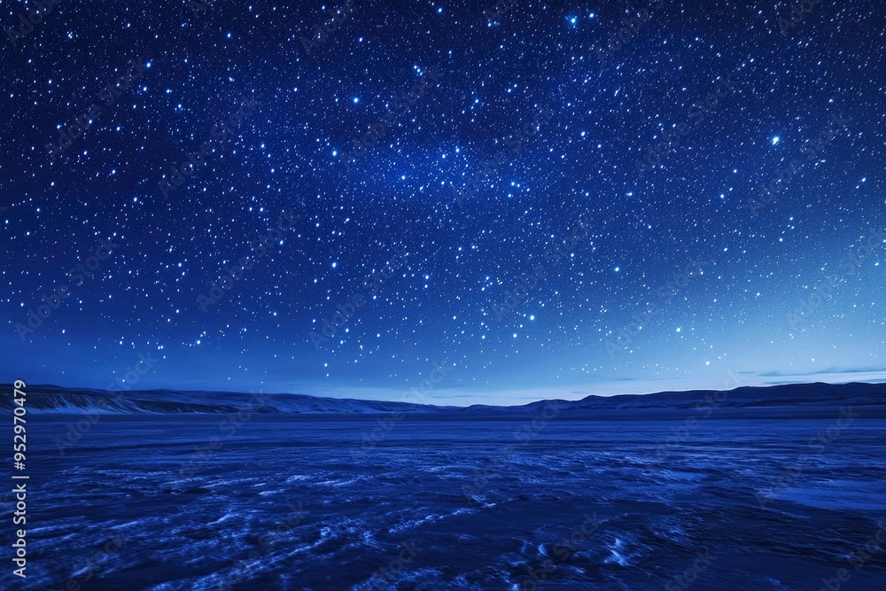 A stunning natural spectacle, often seen in remote areas with minimal light pollution, where countless stars create a breathtaking celestial display against the deep blue night sky, ai A stunning natural spectacle, often seen in remote areas with minimal light pollution, where countless stars create a breathtaking celestial display against the deep blue night sky, ai