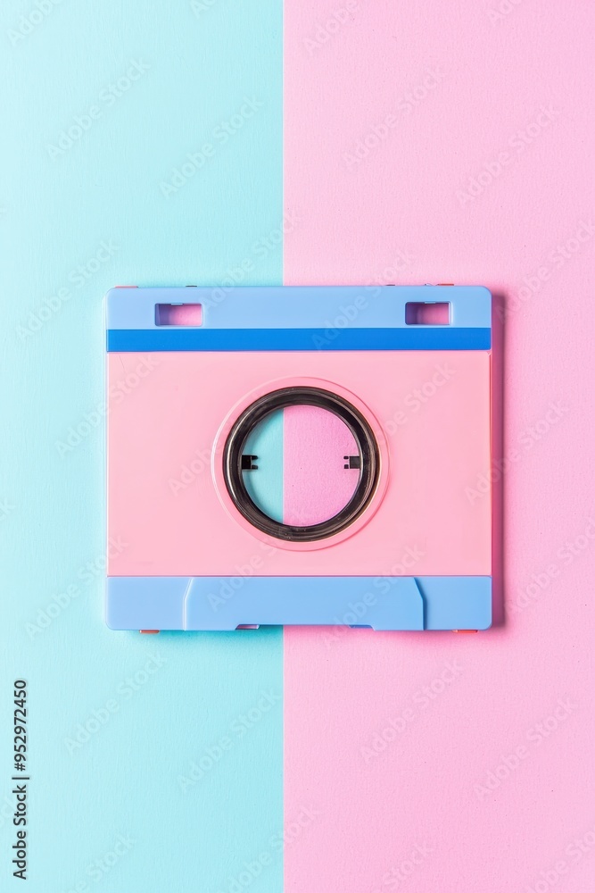 Retro Audio Cassette with Blue and Pink Background Retro Audio Cassette with Blue and Pink Background
