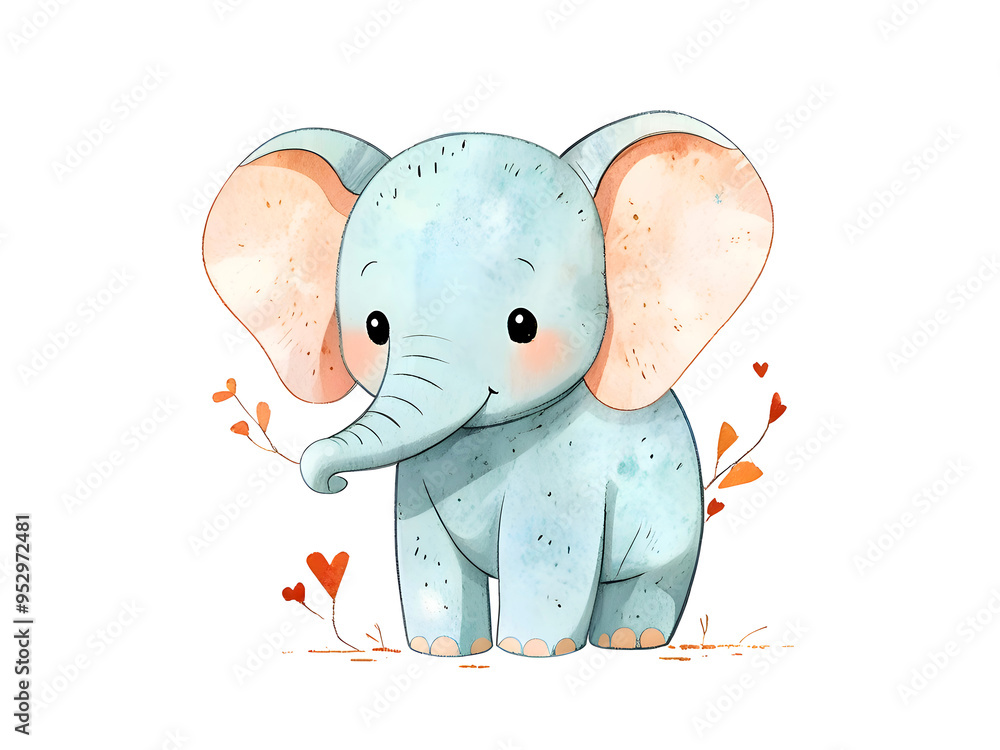Fototapeta premium Elephant Animal Nursery Cartoon Illustration Art