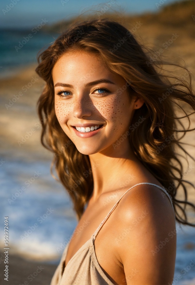 A portrait of a woman on beach A portrait of a woman on beach