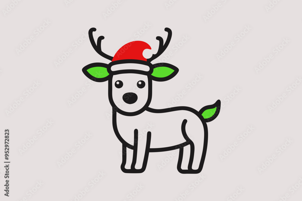 Christmas Santa Claus deer hat vector line art illustration Christmas Santa Claus deer hat vector line art illustration