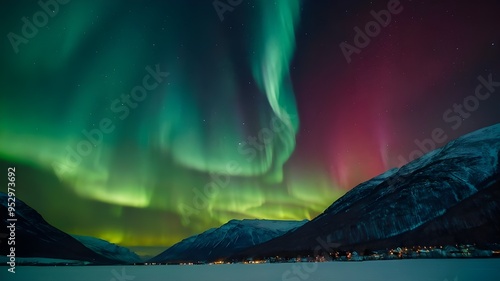 Northern Lights, Aurora Borealis in the Sky, Tromsø, Norway