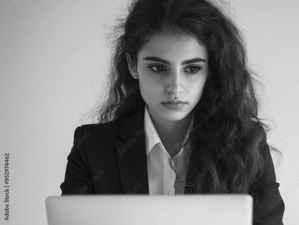 Young Woman Working on Laptop