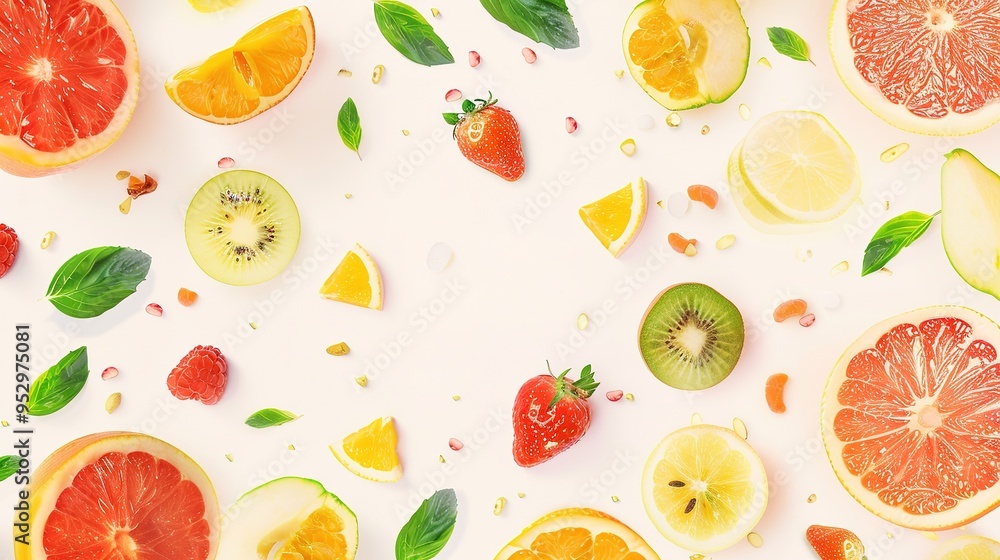 Fruit background, strawberry, kiwi, orange Fruit background, strawberry, kiwi, orange