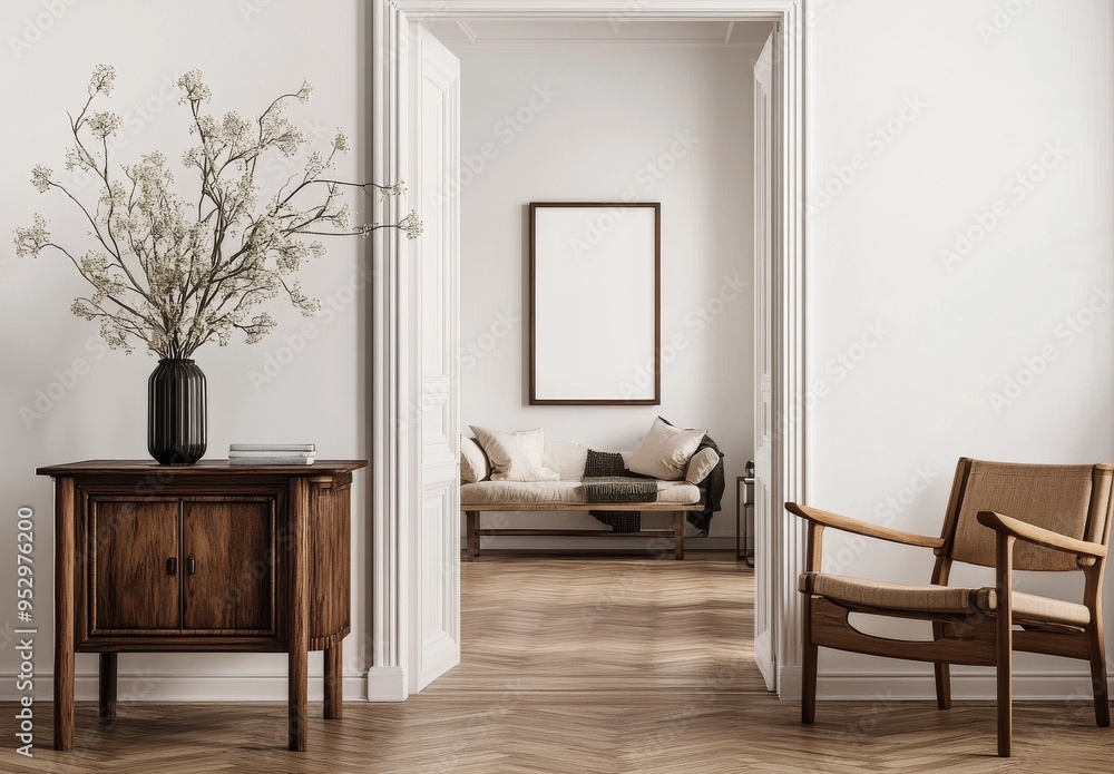 Minimalist Living Room Interior Design with Wooden Furniture and Natural Elements Minimalist Living Room Interior Design with Wooden Furniture and Natural Elements