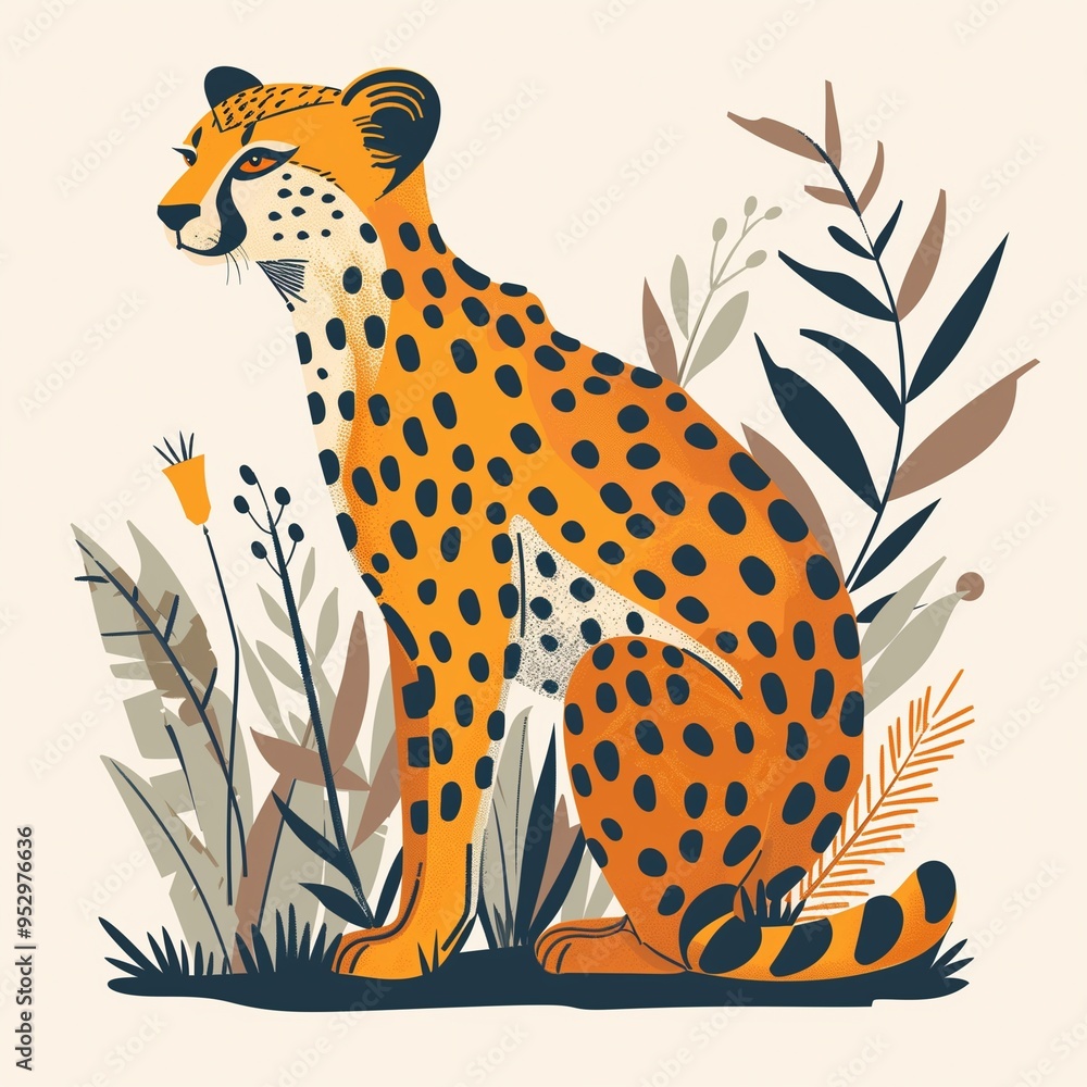Obraz premium Modern abstract animal with bright colors and playful patterns