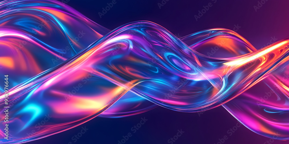 texture of liquid blue-orange gradient glass on a dark background. holographic colors. abstract wavy 3d background texture of liquid blue-orange gradient glass on a dark background. holographic colors. abstract wavy 3d background