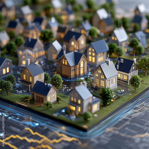 Classic European suburban houses lined the tree-lined street, their roofs peeking through the lush greenery against the backdrop of a clear blue sky