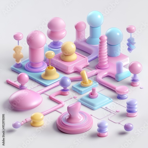 Abstract red pawn chess piece on blue sphere representing social network concept, connection, and teamwork