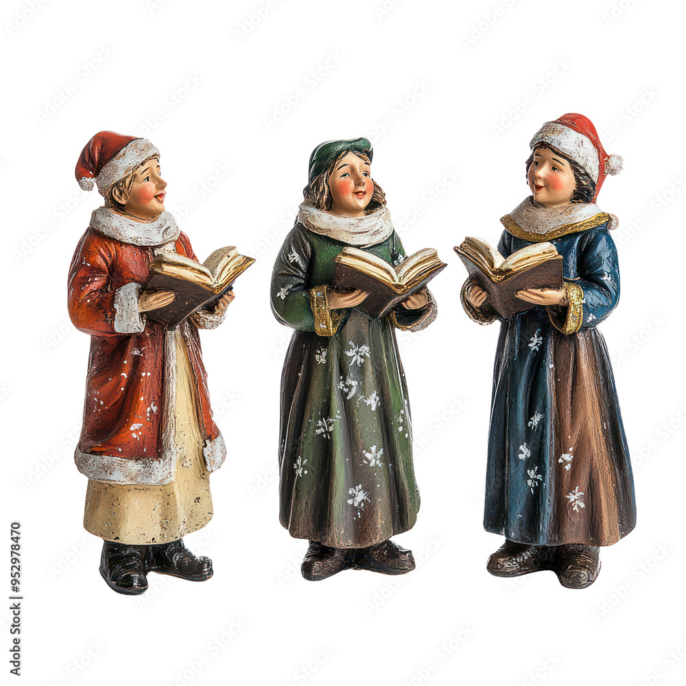 Carolers figurines object  isolated on transparent png.