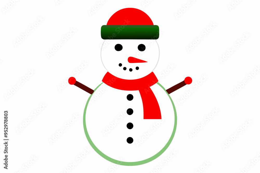 snowman with hat and scarf vector line art illustration snowman with hat and scarf vector line art illustration