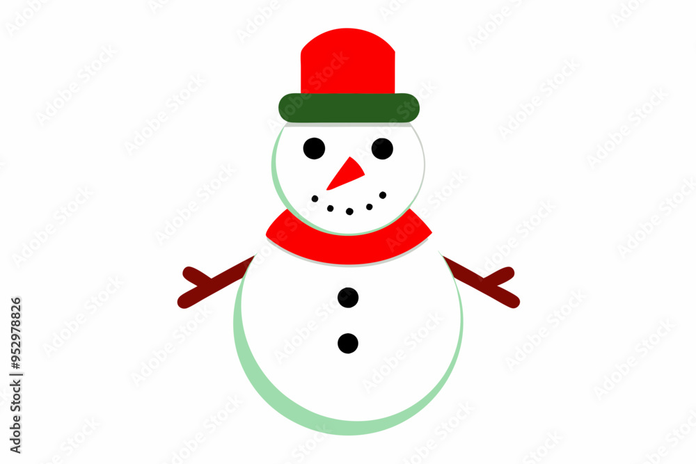 snowman with hat and scarf vector line art illustration snowman with hat and scarf vector line art illustration