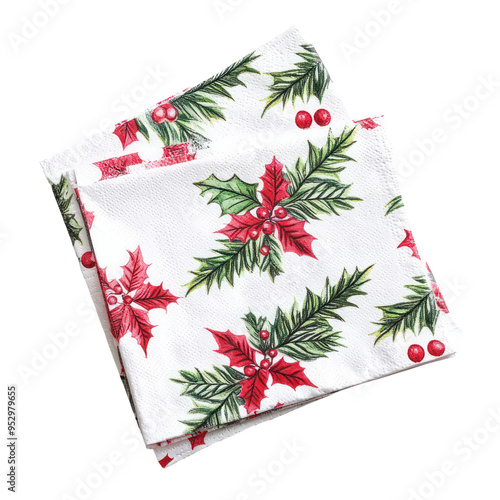  Christmas napkins object  isolated on transparent png.