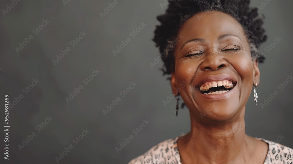 A joyful woman laughing, showcasing happiness and positivity. A joyful woman laughing, showcasing happiness and positivity.
